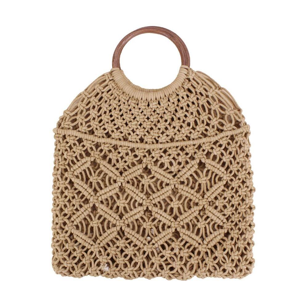 9913 Handmade Straw Bag Travel Beach Fishing Net Handbag Shopping Woven